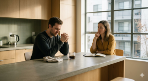Pareja enfrentando un malentendido de comunicación.