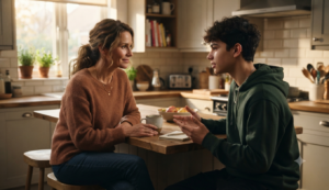 Madre e hijo fortaleciendo su relación mediante la escucha